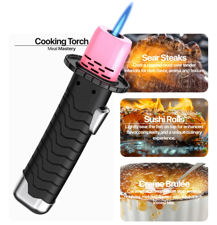 Factory price encendedor soplete butane gas lighter torch adjustable flame refillable kitchen cooking torch lighters