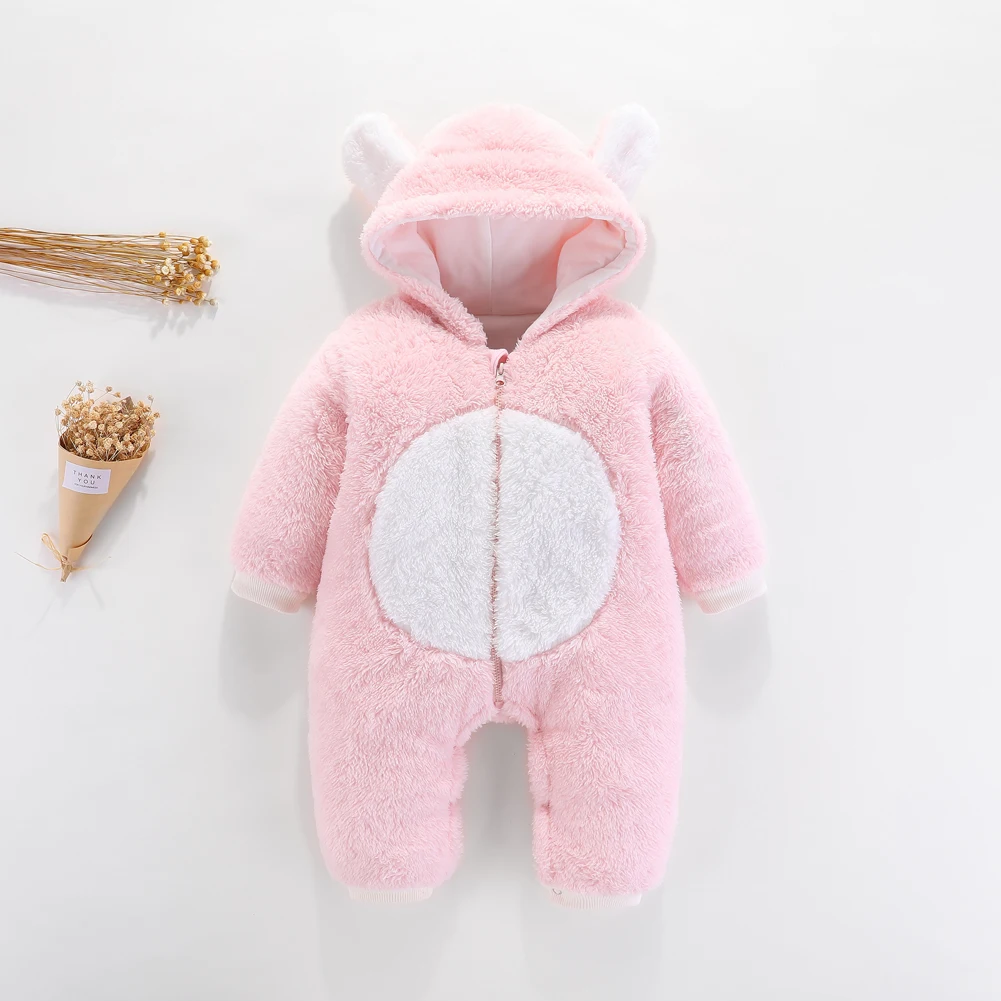 Baby Clothing Manufacturers Coral Fleece Baby Clothes Rompers Long Sleeve Thermal Winter Baby Zipper Rompers