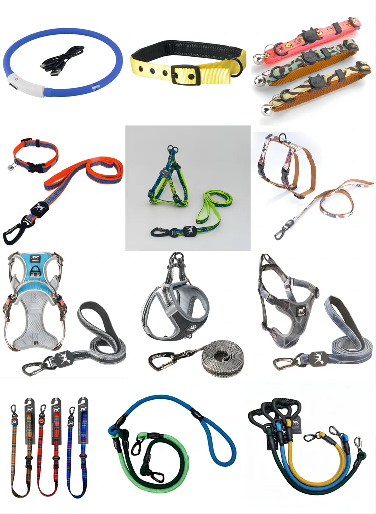 Neoprene Mesh Set Padded Strap Leads Dog Harness Vest Collar Set With Reflective Piping For Dogs