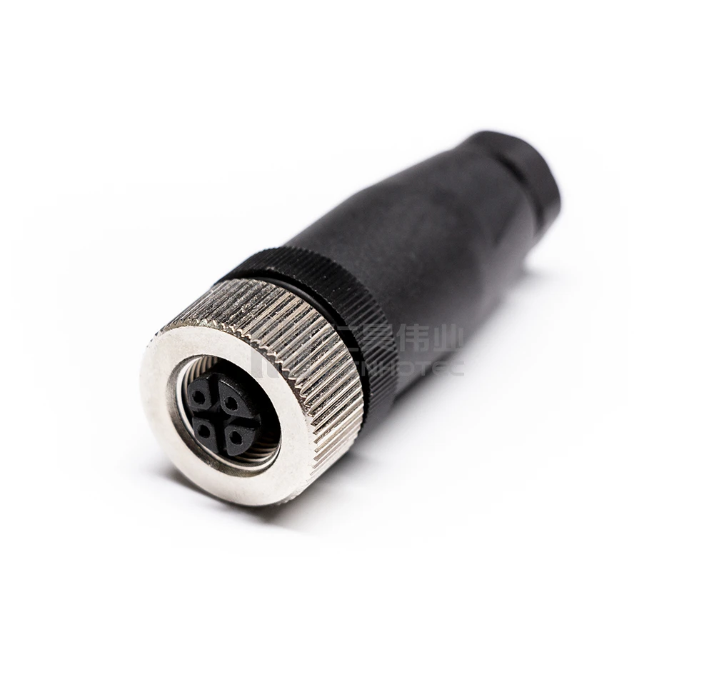 M12  Circular Connector 3pin Female Plastic Straight Plug Field Wireable
