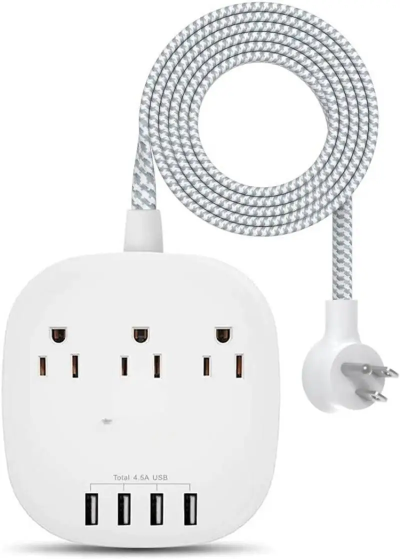 Силовая лента с логотипом на заказ 3 выходами 4 USB-порта плоская штепсельная вилка 5 А и плетеные удлинители длиной футов для путешествий круизных лайнерах