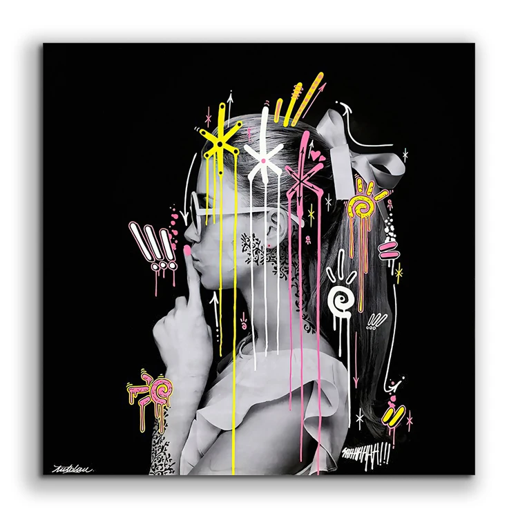 Fashion Sweet Cute girl Art Posters Canvas Paintings Portrait Painting For Home Hotel Decoration