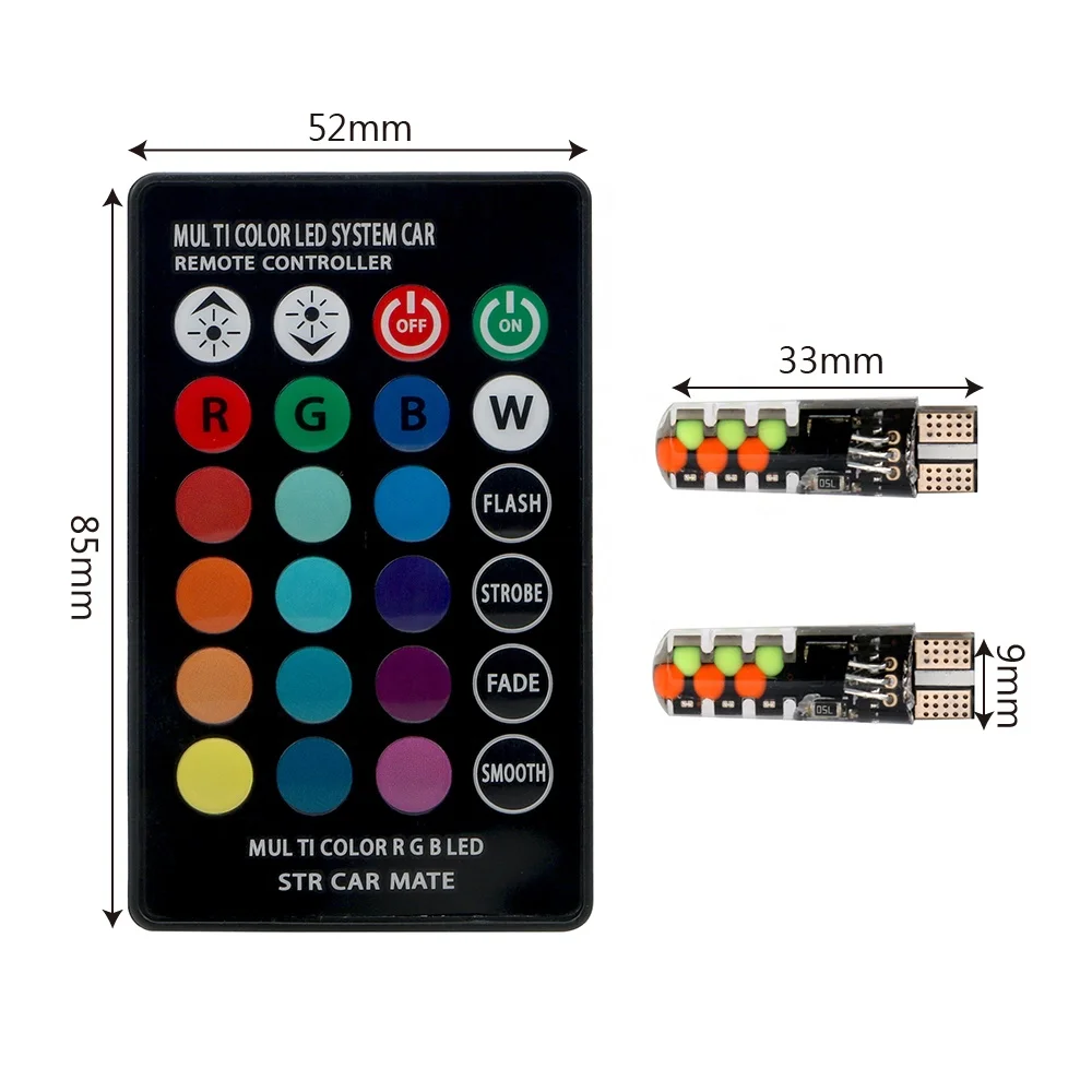 Car LED Atmosphere Lights T10 bulb W5W parking light  Remote Control Interior Lights RGB