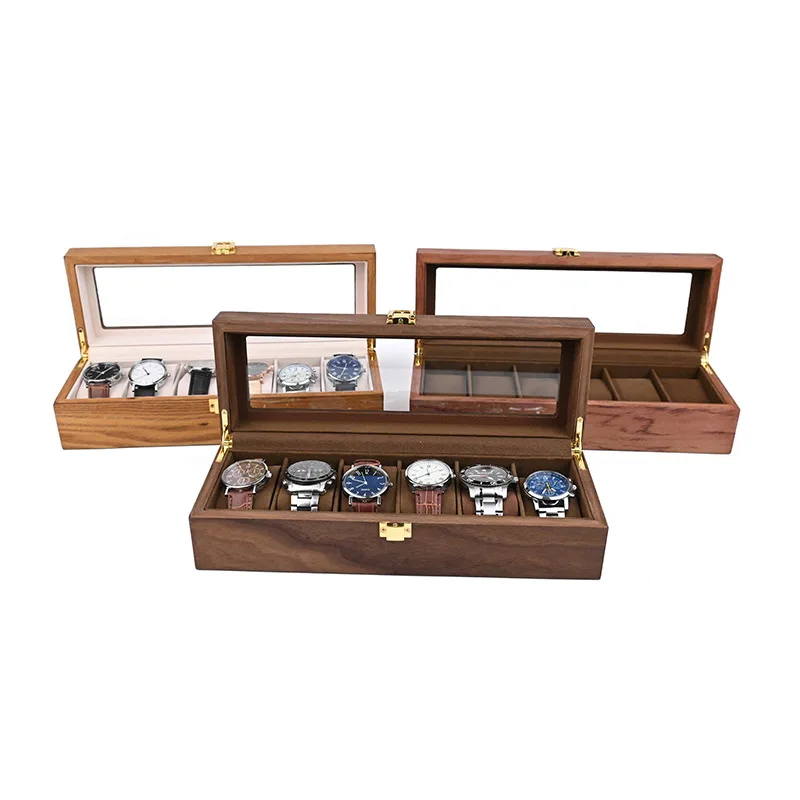 Spot Wholesale 6 -digit Watch Box Retro Wood 6 Grid Watch Collection Display Box Watch Box