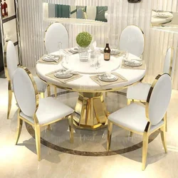 2022 high quality Stainless Steel  Frame  White  Round Marble Top Banquet  Dining Table