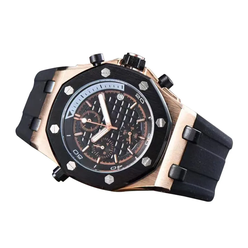 Men Chronograph Analog Quartz Watch Silicone Waterproof Luminous Quartz Wrist Watches