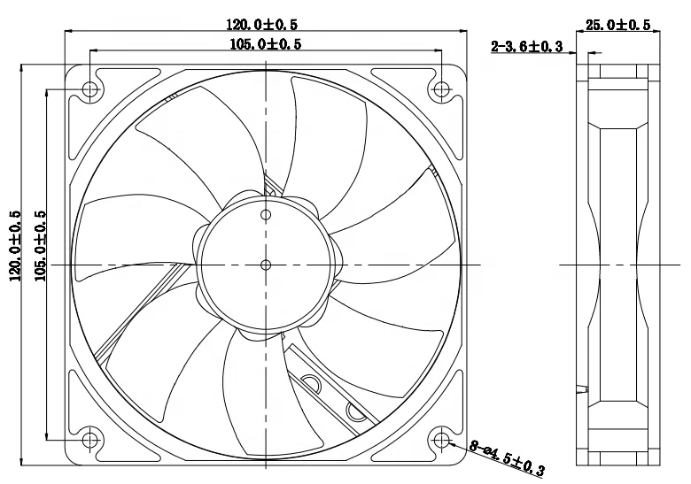 YCCFAN 120X120X25MM UL94V-0 RATING PBT IMPELLER DC FANs 6300rpm air purifier fan