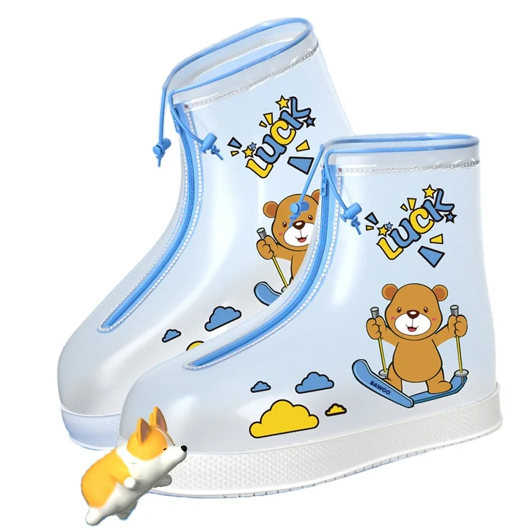 Kids waterproof shoe covers reusable wear-resistant non-slip plastic shoe covers portable rain shoe covers outdoor