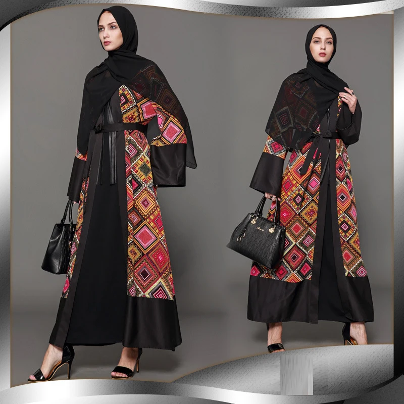 MXCHAN SJH2098 printing muslim retro cardigan women kimono set women plus size kimono