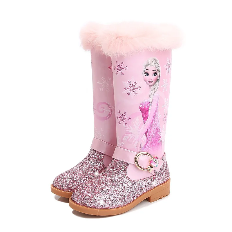Зимние новые детские ботинки «Холодное сердце принцессы Эльзы» и бархатные ботинки принцессы
