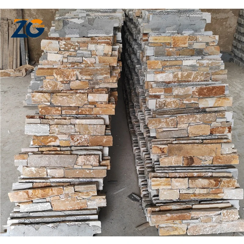 ZGSTONE Custom Factory Supply Outdoor Facade Culture Stone Fireplace Decorative Black Slate Stone Natural Exterior Wall Panels