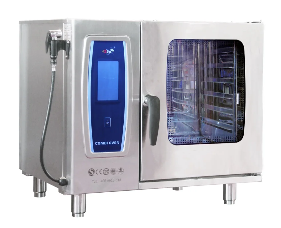 6 tray automatic washing Combi oven for commercial restaurant kitchen equipment