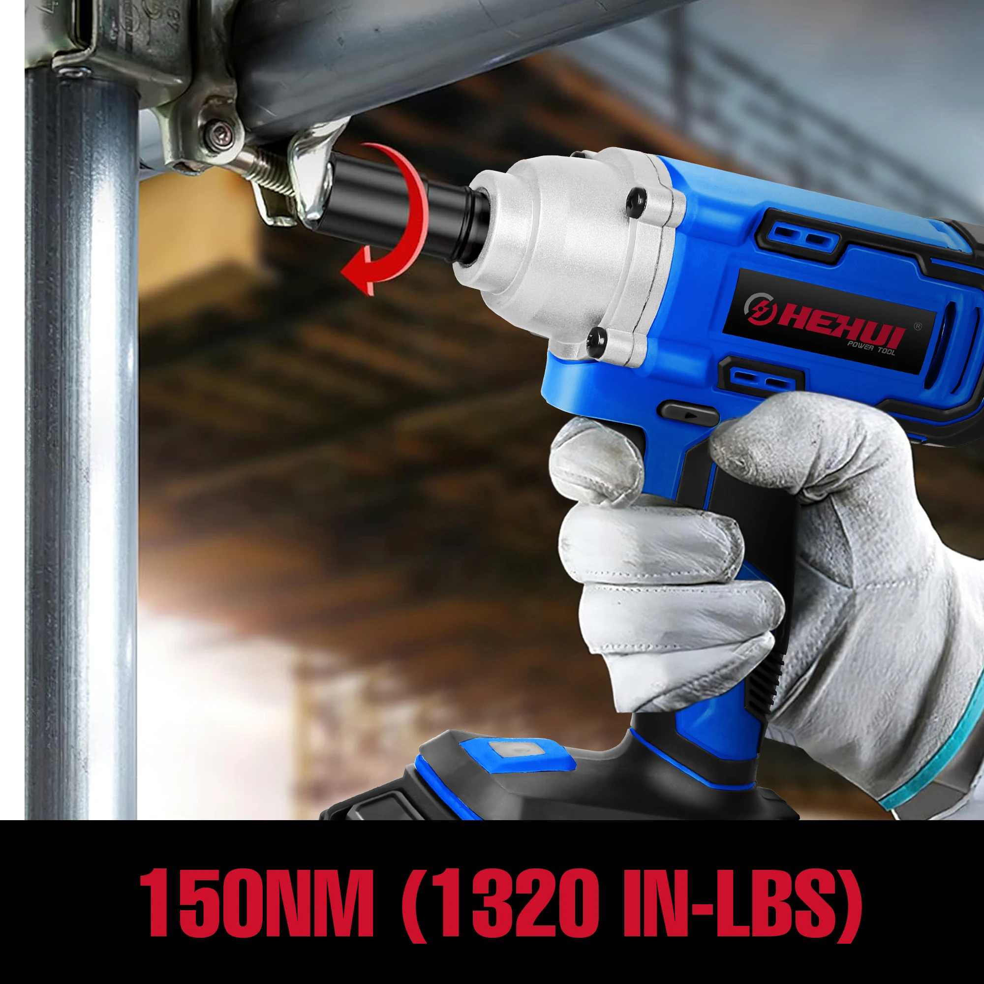 Hehui 20V 3/8 Inch Impact Wrench Brushless Motor Power Professional Battery Cordless Impact Wrench