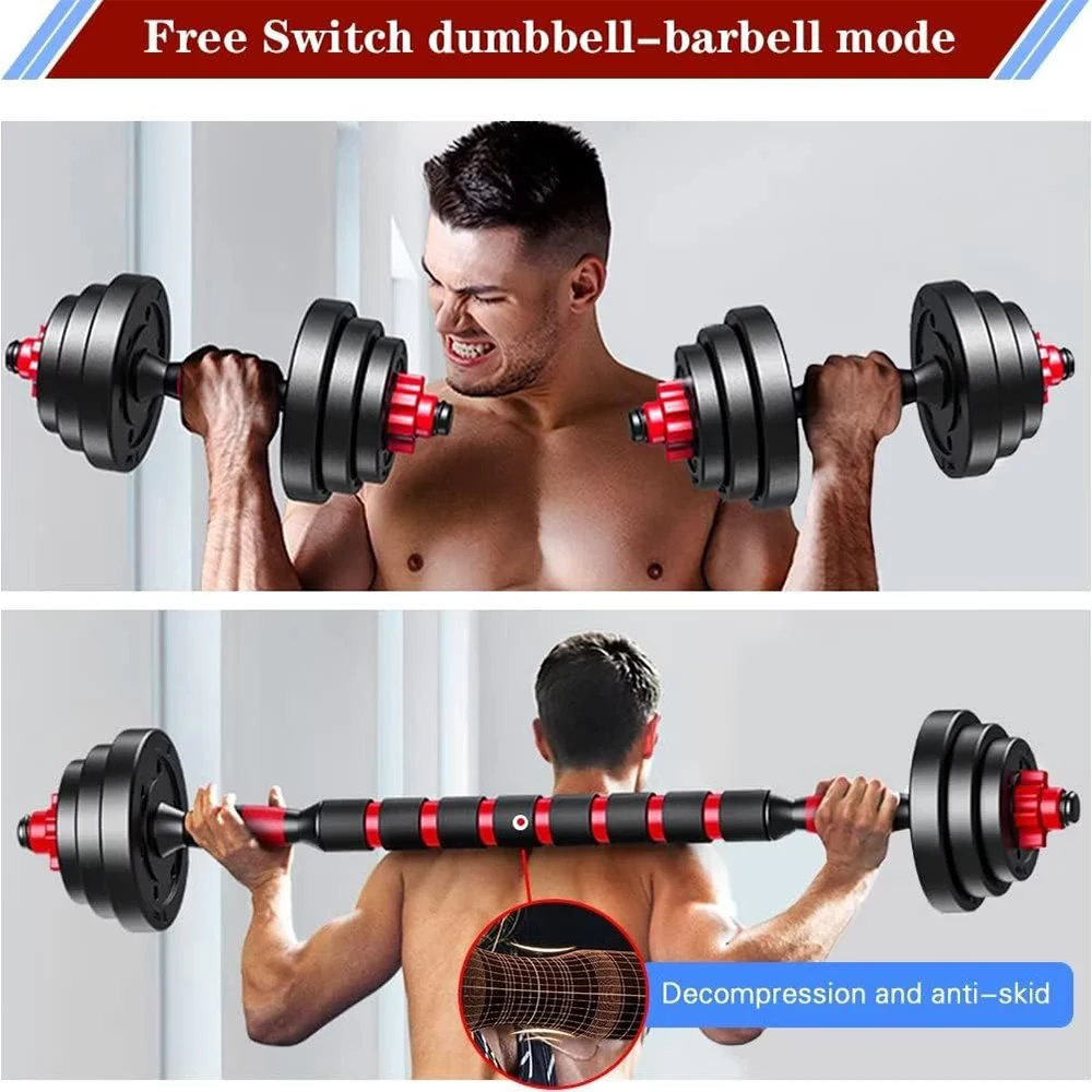 Adjustable Dumbbells 20/30/40/60/80lbs Free Weights Dumbbells Set Convertible To Barbell A Pair of Lightweight for Gym Equipment