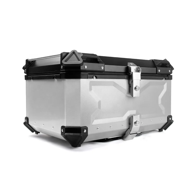 65 Liter Aluminum Alloy Plate X Embossing Motorcycle Waterproof Quick Release Top Box Rear Rack Case Helmet Case