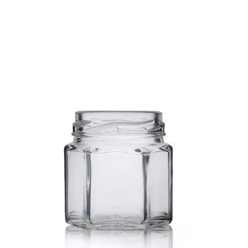 shanghai factory direct 1.5 oz Clear Glass Hexagon Jars for honey jam food