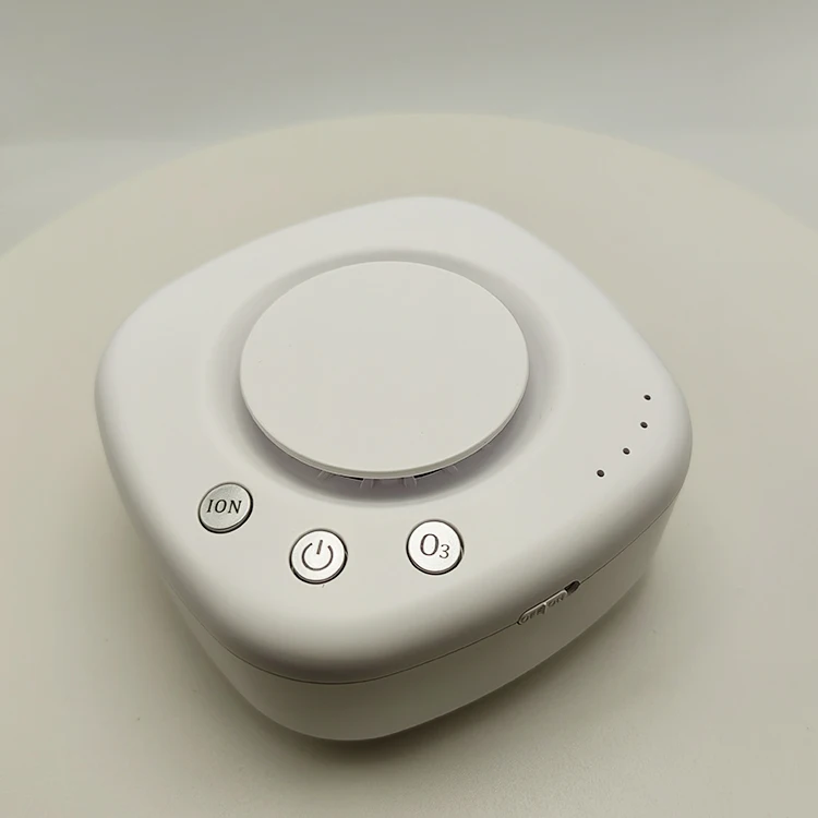 Portable mini air purifier with ion and ozone output for outdoor hunting, car, pet room and other areas