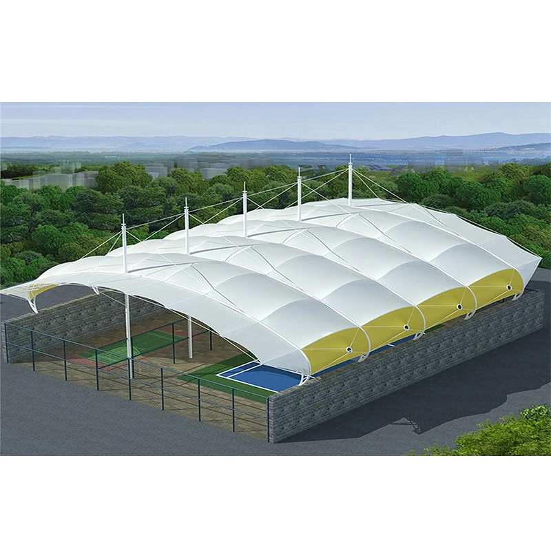 PVDF растягивающаяся ткань на крышу стадиона игровая площадка тень архитектура мембранная структура палатка для крыши площадки крыша