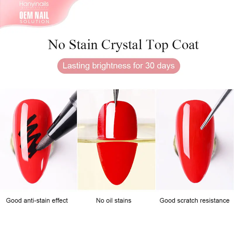 New Coming High Quality Base and Top Coat No Stain No Yellow Crystal Uv Gel Clear Nail Polish Gel Top Coat High Shine