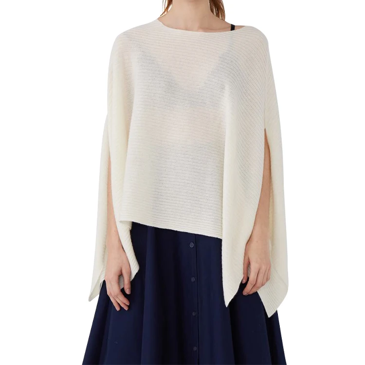 Autumn Winter New Design Breathable Knitted Acrylic Poncho Shawl and Rib Wrap Scarf Custom Logo Cashmere Feel for Women