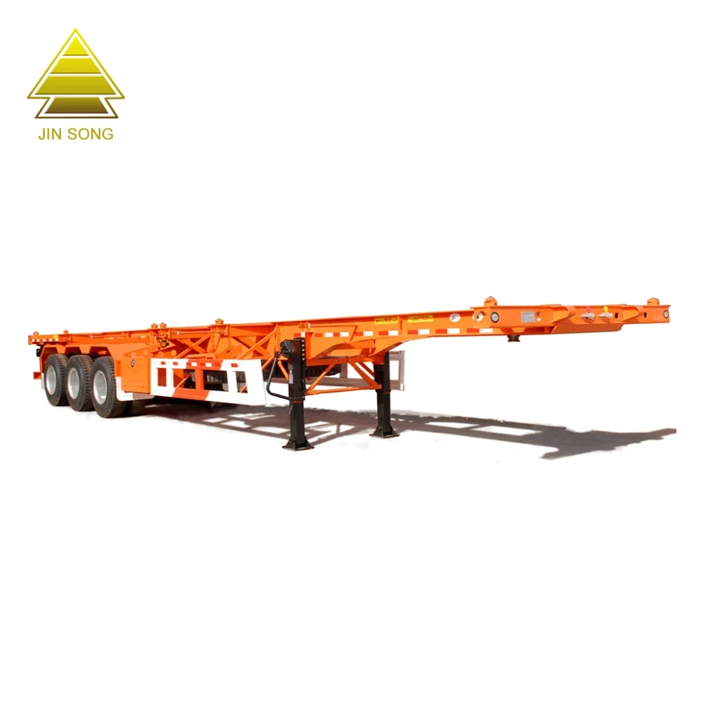 Manufacturer Tri-Axle 20/40 foot Flatbed Cargo Container Skeleton/Skeletal Semi Truck Trailer