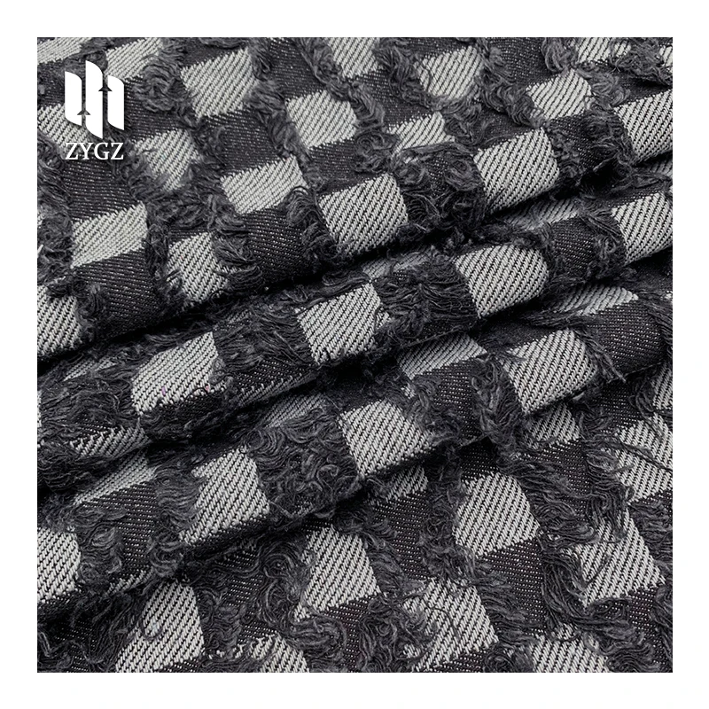 High Quality Multi-color Custom Plaid Jacquard Denim Fabric Jeans Jacket Jumpsuit Fabric Printed Denim Fabric for Shoes Luggages