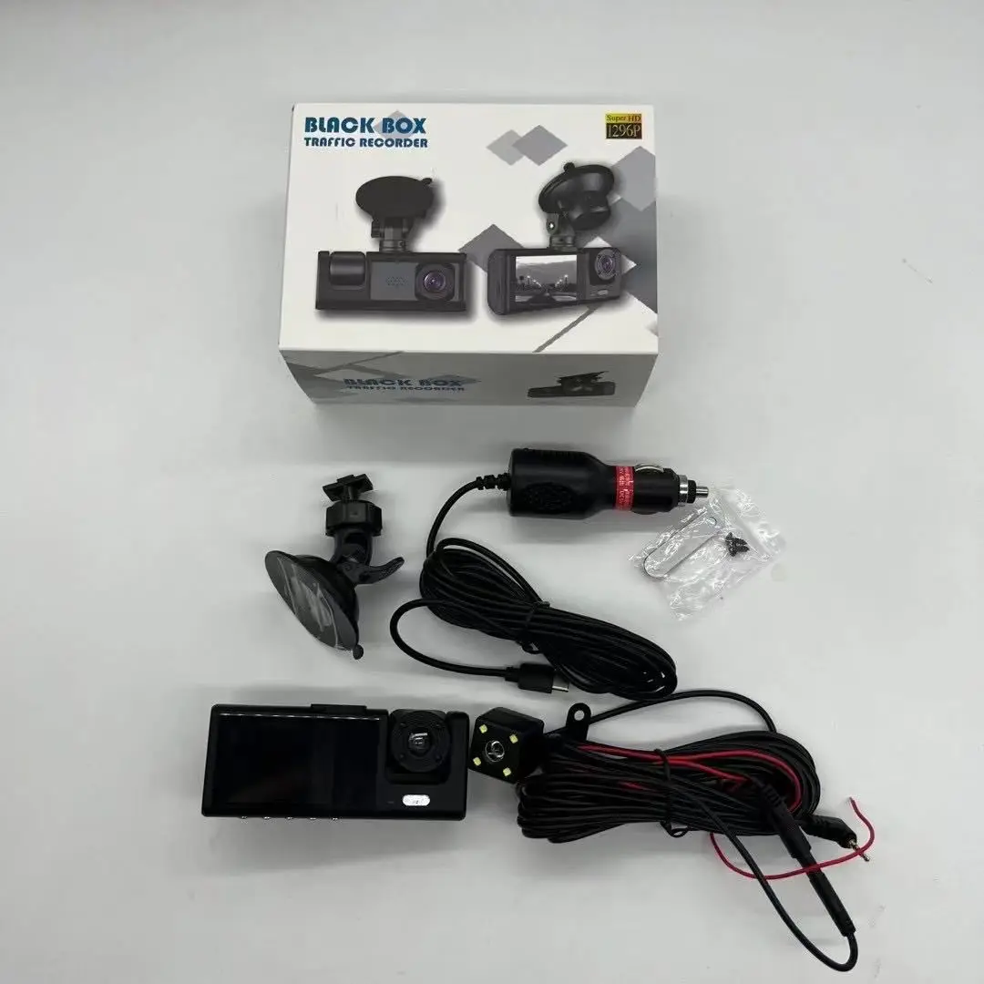 Hot Sale 2 Inch 3 Lens Dash Cam 1080p Screen Board And Rear Back With Night Vision 3 Channel Car Camera Dash Cam Car Black Box