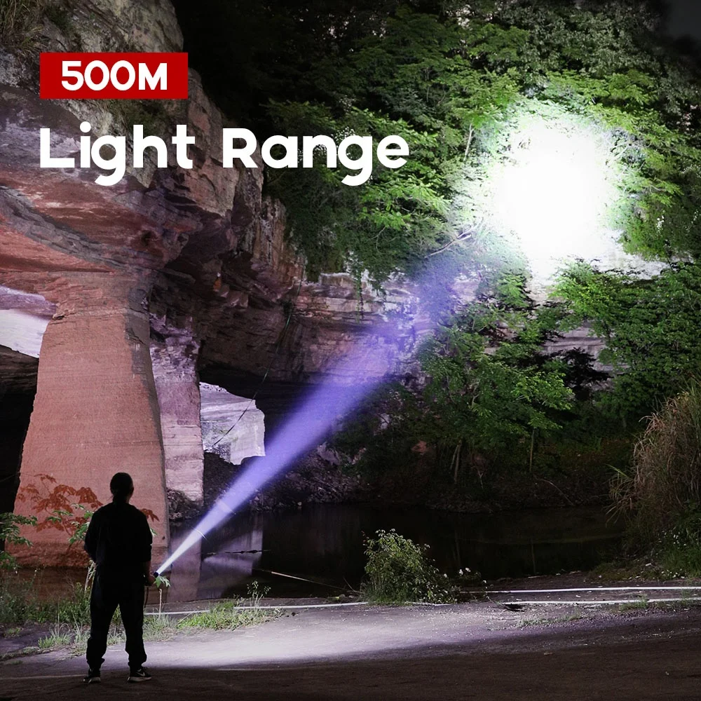 Hike Guys Powerful Rechargeable Aluminum  30W Tactical LED Flashlight High Quality Zoomable Torches for Camping