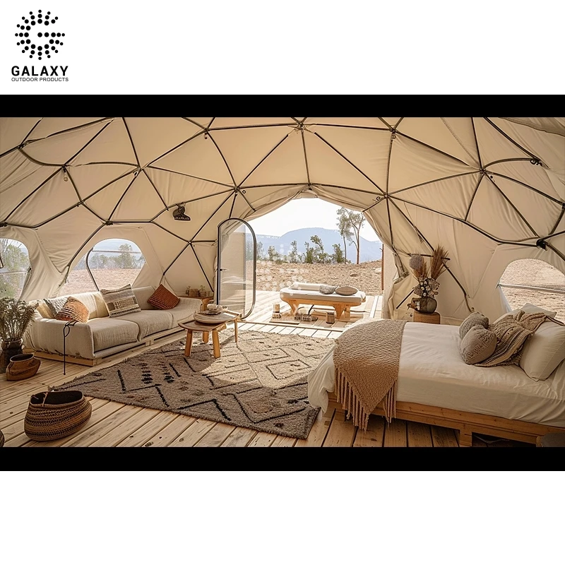 Creative aluminum frame spherical space outdoor 4 seasons luxury hotel camping geodesic dome tent