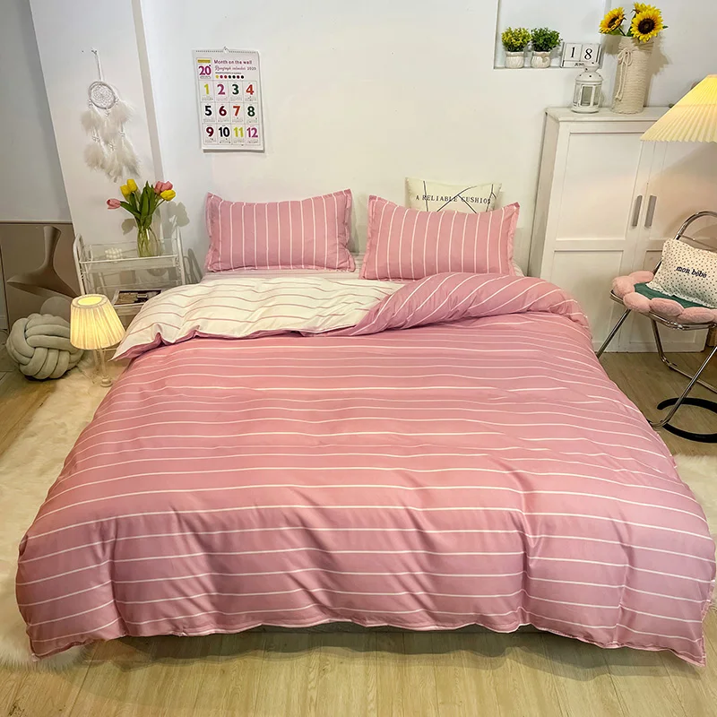 Custom color luxury pink low 4 pieces king size high quality comforters bedding set