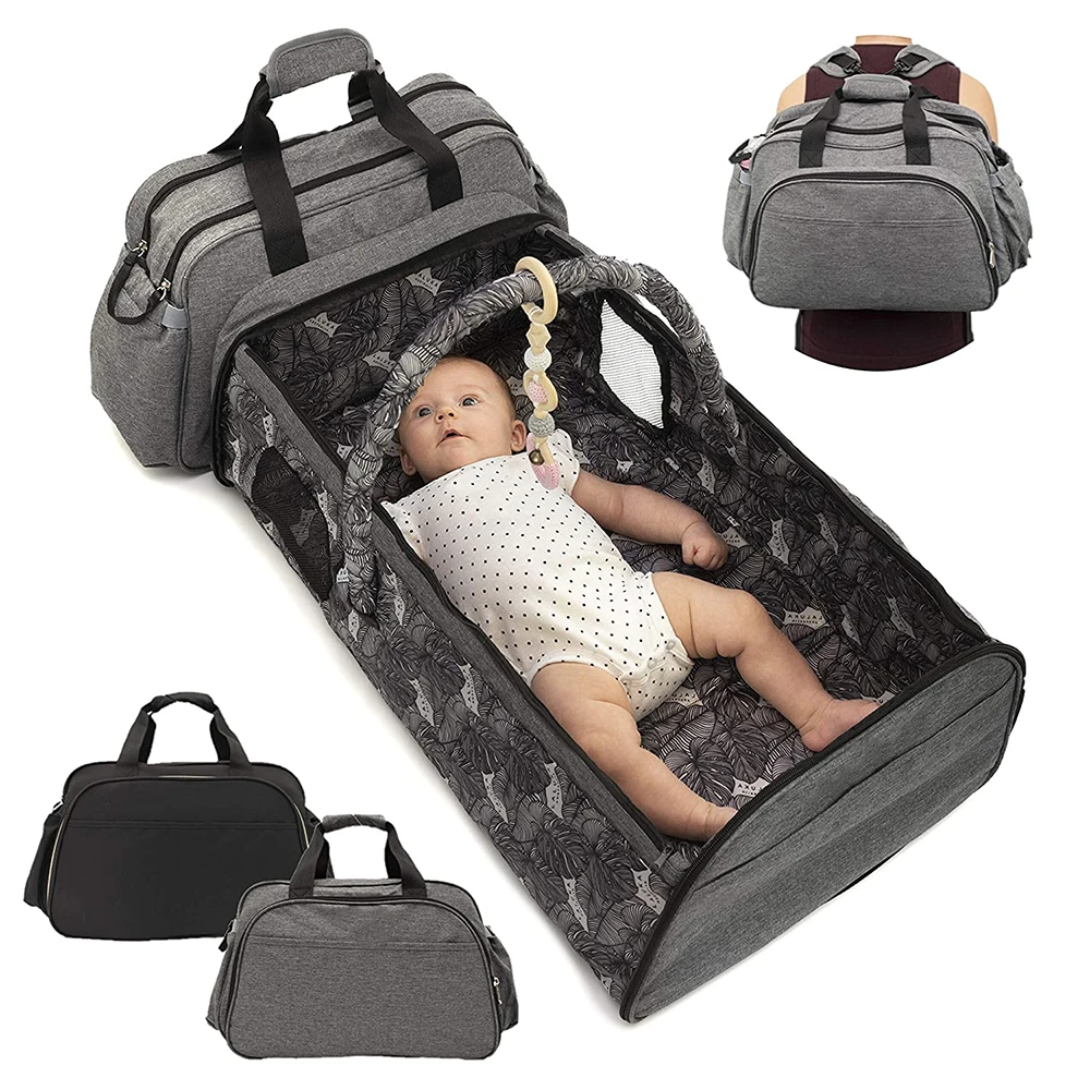 4 в 1 модная многофункциональная сумка на плечо для мамы для подгузников с складной кроватью