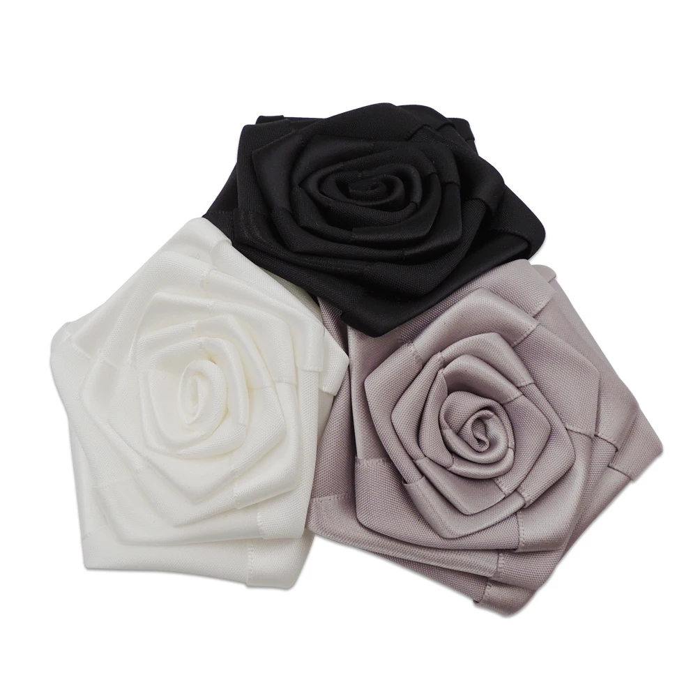 Satin  Ribbon  Flower Handmade Silk Satin  Flower Accessories Roses Flower Decoration Garment Accessories For Clothing