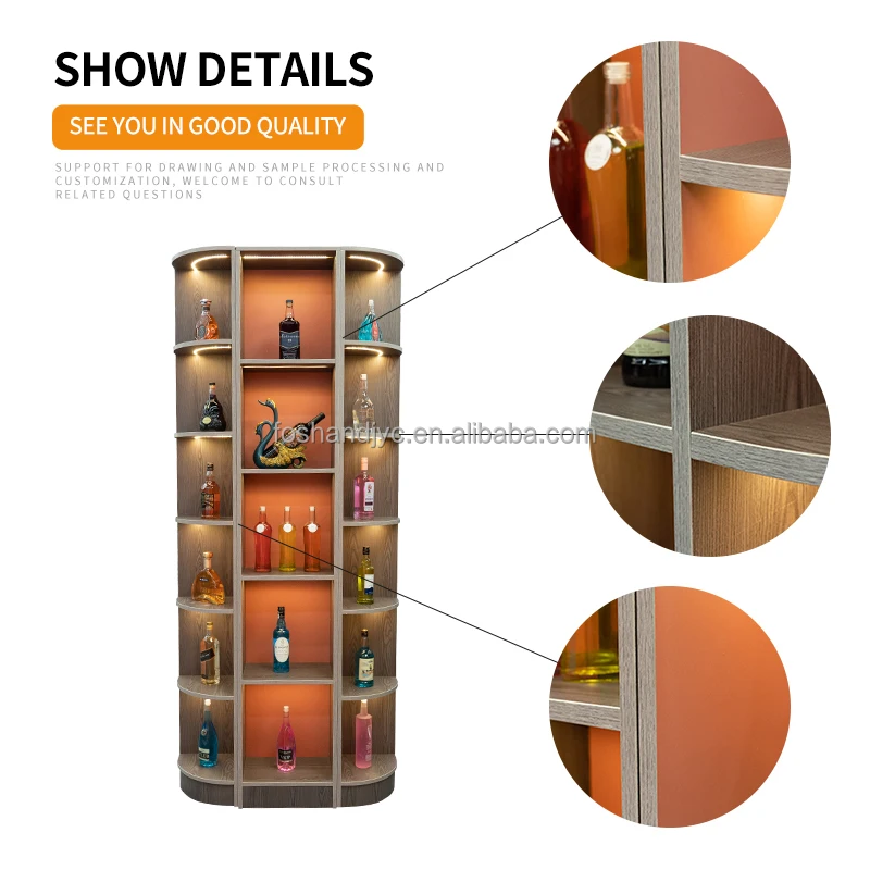 Customized Living Room Furniture Wooden Bar Cabinet Storage Modern Curio Display Bar Corner Wine Cabinet Luxury