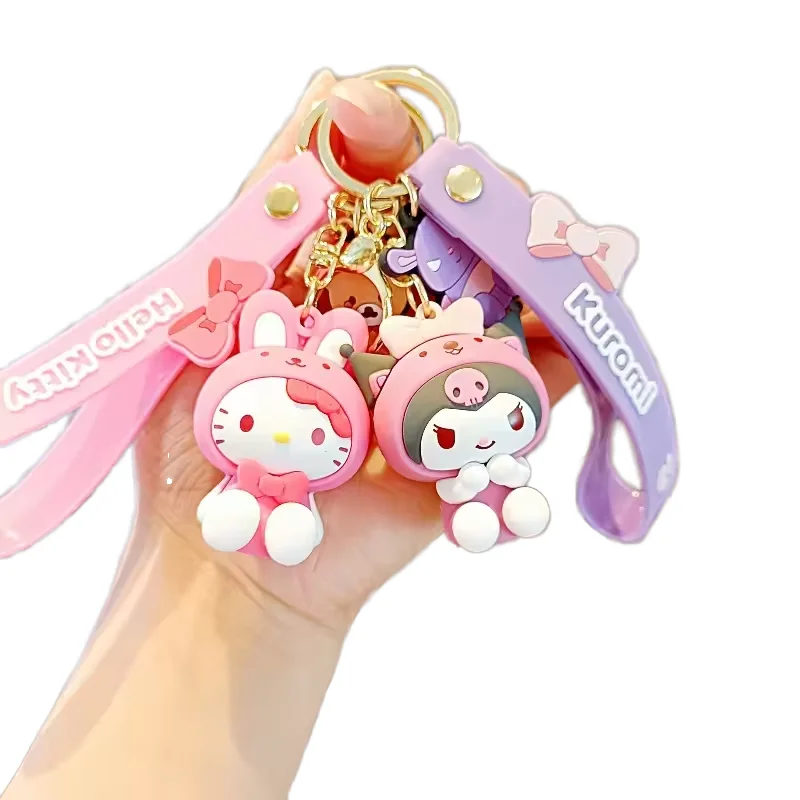 DOULUO Kawaii мультяшная лягушка пудинг собака брелок милый аниме Sanrioo ПВХ сумка кулон для женщин