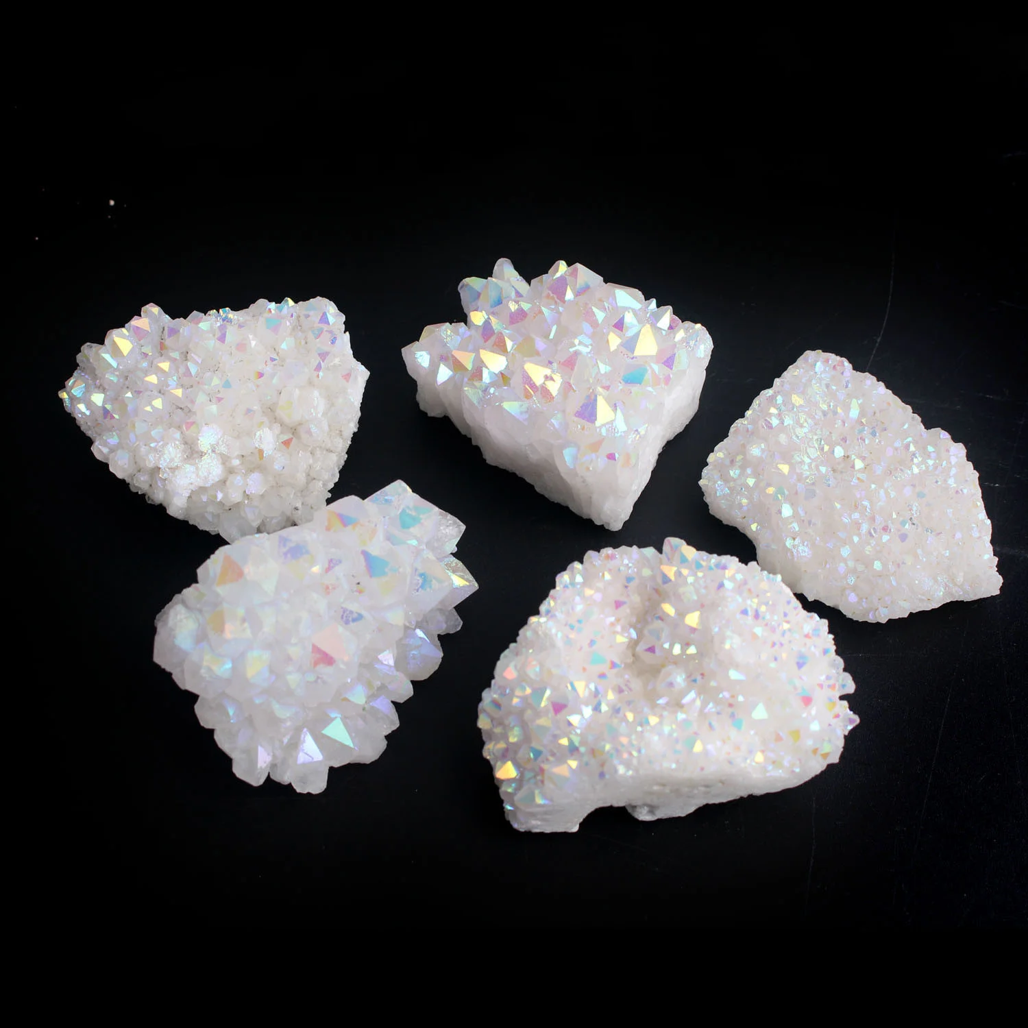 Natural healing crystals electroplate reiki aura quartz cluster rainbow clear quartz cluster for decorate