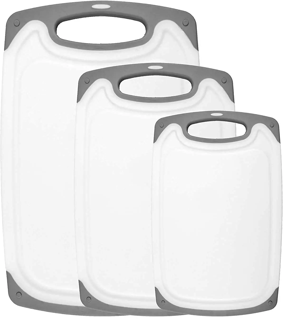 3Pcs wholesale customized logo size kitchen chopping board luxury plastic pizza cutting board sets with non slip handles