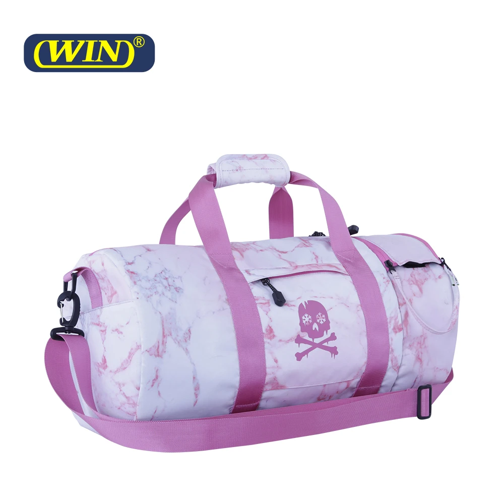 Custom Logo Large Capacity Sport Gym Women Pink Duffle Bag With Shoe Compartment