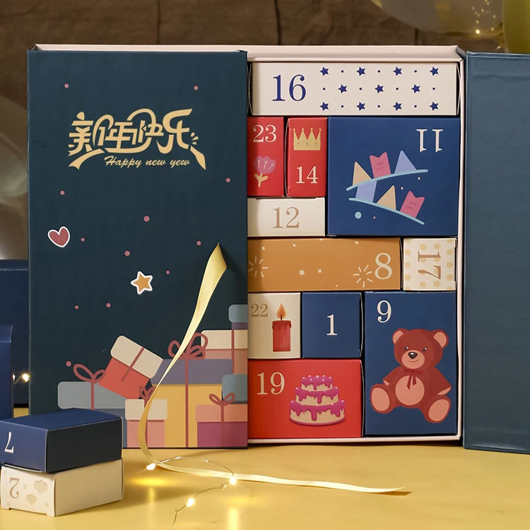 wholesale cosmetic packaging blind mystery box christmas gifts cardboard advent calendar empty packaging box