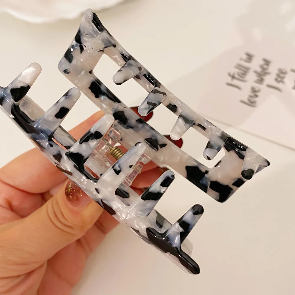 Wholesale Hair Claw Clip Acetate Fall Personalized Custom Logo Big Claw Clips Fashion 8 Colors Glitter Checkered Hair Claws