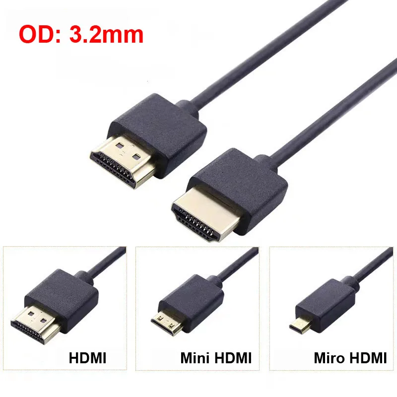 FARSINCE 4K ultra slim hdmi cable super thin soft flexible hdmi cables ps4 ps3 mini micro hdmi port to laptop