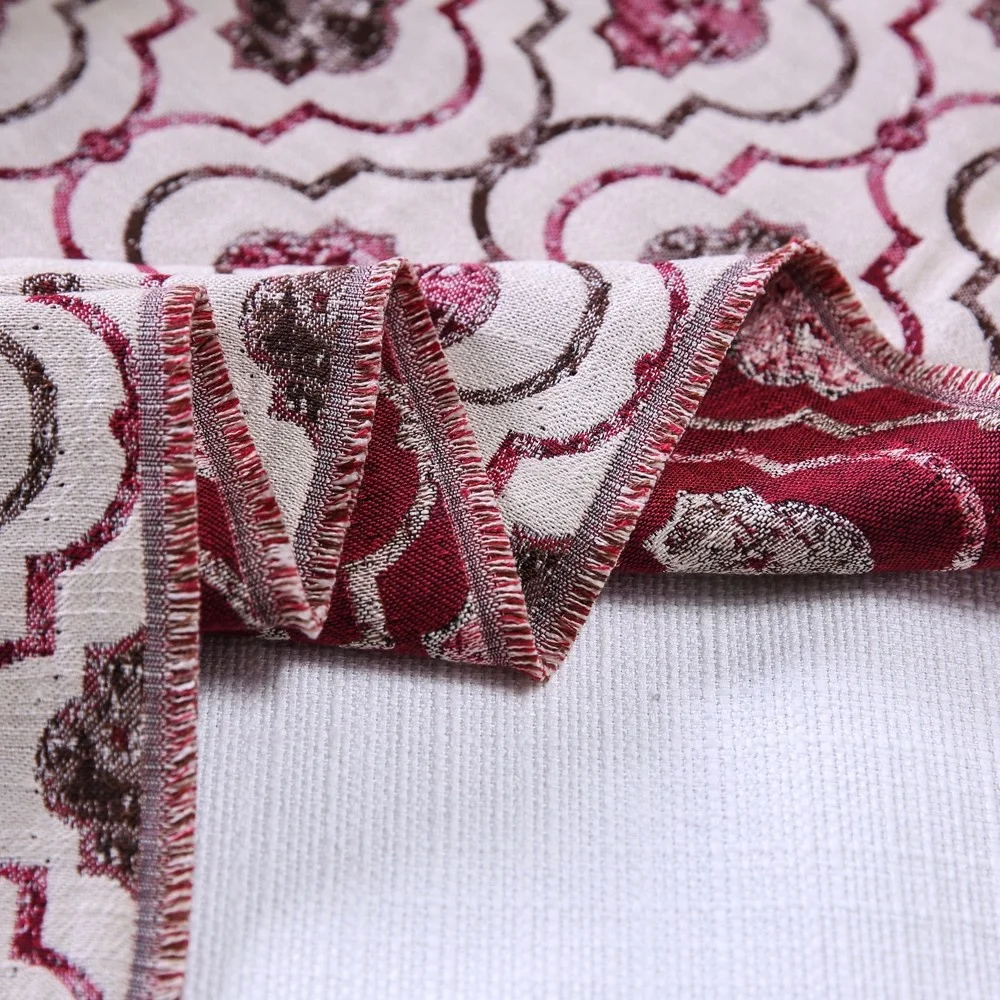 Cotton Polyester Jacquard Plaid Tapestry Woven Fabric For Hotel Curtain Textile Fabric