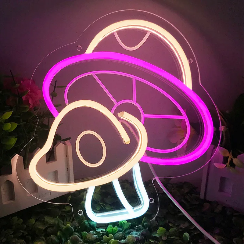Mushroom shaped light neon sign for customization logo