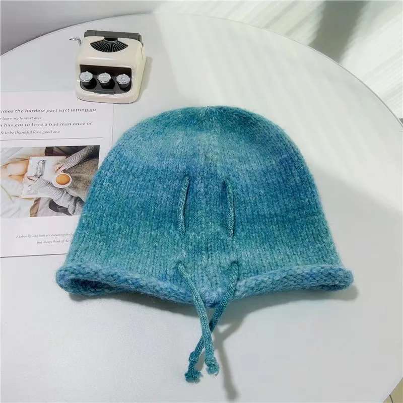 Curly edge head girth gradient drawstring pile winter warm new fashion beanies hats