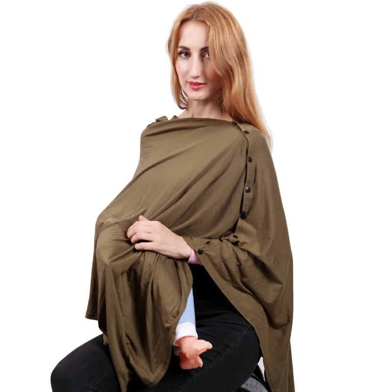 Multi Use Poncho Style with Buttons Nursing Cover Scarf for Breastfeeding Stretchy Baby Car Seat Canopy