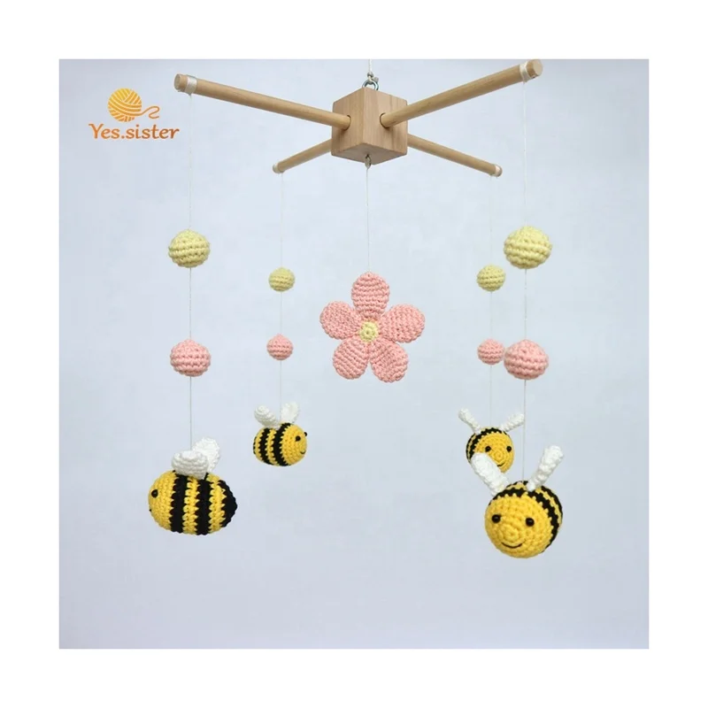 Bee вязание крючком Amigurumi нейтральная детская мягкая подвесная игрушка мобиль для детской кроватки