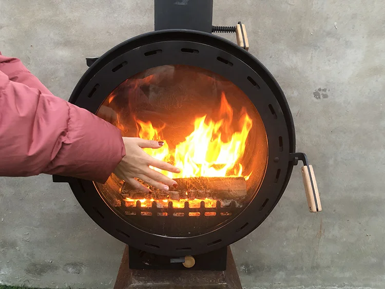 Indoor Wall Mounted  Wood Burning Black Fireplace  Hanging Roof Suspended Metal Heating Stoves