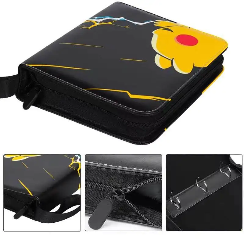400 4 Pockets PU leather Pokemoned Card Holder Charizard 50 pages Collector Book Trading Card Game Collection Folder with Zipper