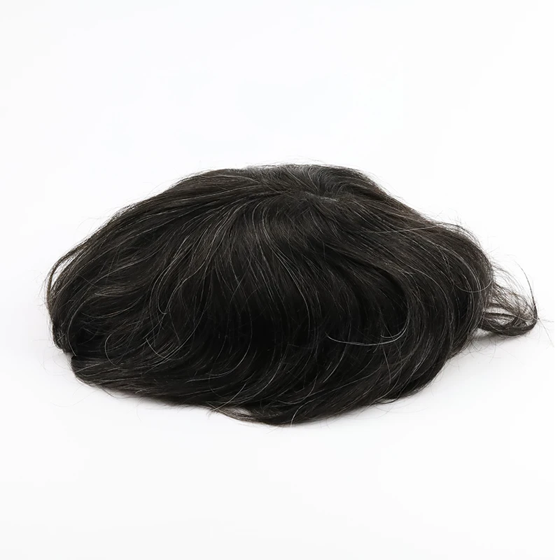 0406 V-loop man toupee Indian hair thin skin full PU medium density