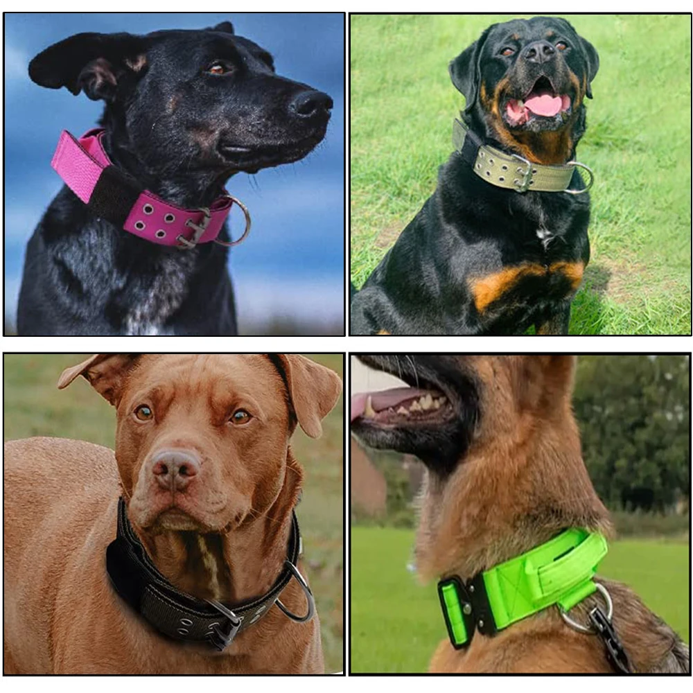 Premium Heavy Duty Soft Adjustable Nylon Webbing Padded Tactical Training Pet Dog Collar