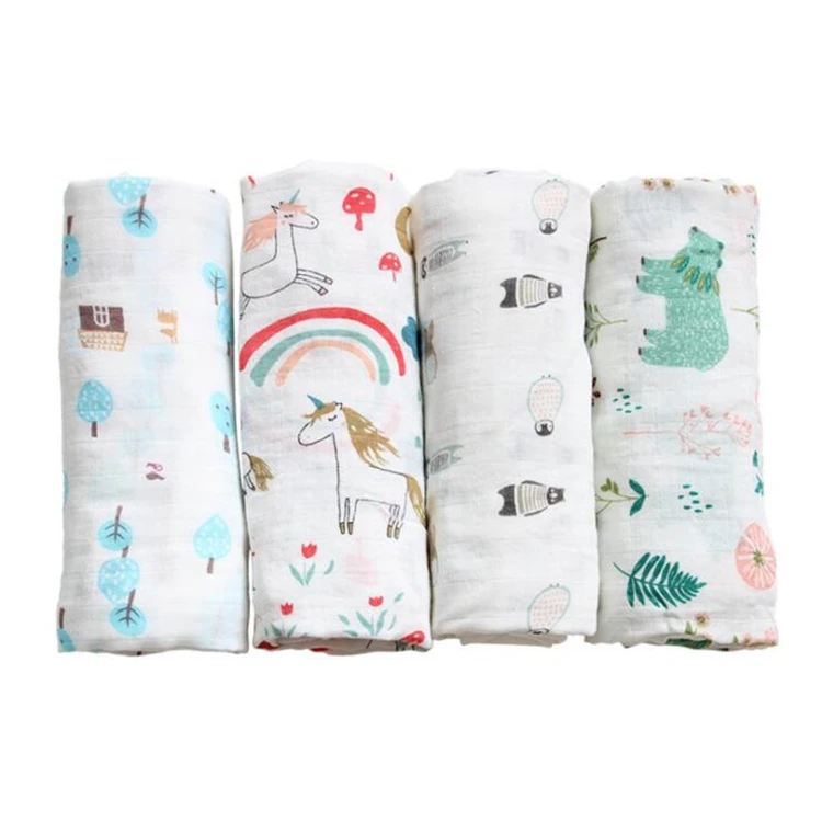 Wholesale Cheap Price 70%Bamboo 30%Cotton Baby Muslin Swaddle Blankets Breathable Lightweight Baby Blanket